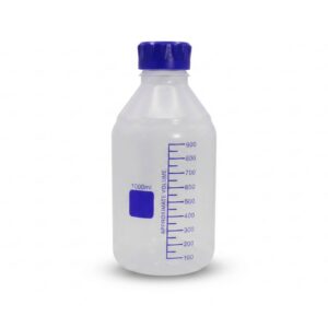 Plastic PP Reagent Bottle, graduated, 1000ml, with Blue GL45 Lid, EACH