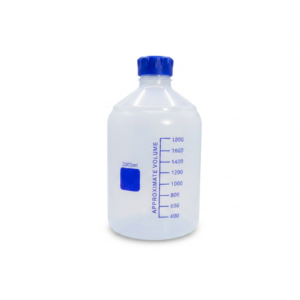 Plastic PP Reagent Bottle, graduated, 2000ml, with Blue GL45 Lid, EACH