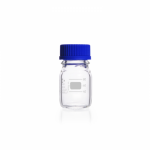 DURAN® Laboratory bottle, clear, graduated, GL 45, with screw-cap and pouring ring (PP), 100 ml, EACH
