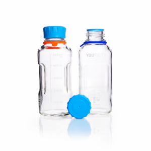 DURAN® YOUTILITY Bottle GL45, clear, with Screw cap, pouring ring, and Bottle tag, 500ml, EACH