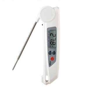 White Digital Folding Thermometer with large LCD display and 107mm S.S. Probe.